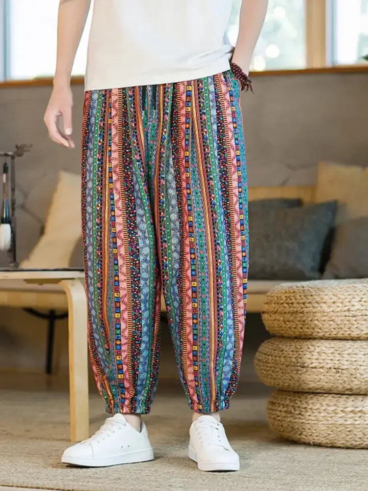 Men's Plus Size Striped Loose Fit Joggers