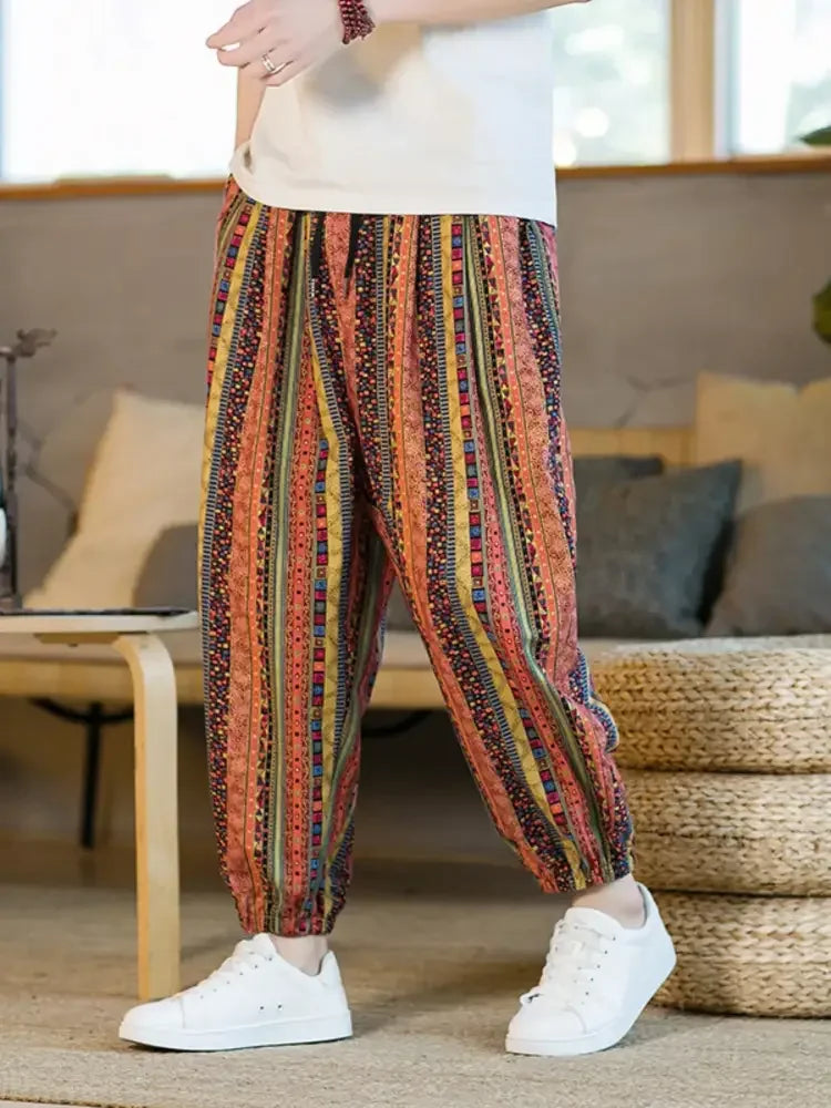 Men's Plus Size Striped Loose Fit Joggers