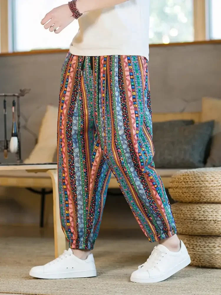 Men's Plus Size Striped Loose Fit Joggers