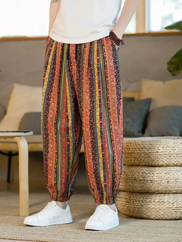 Men's Plus Size Striped Loose Fit Joggers