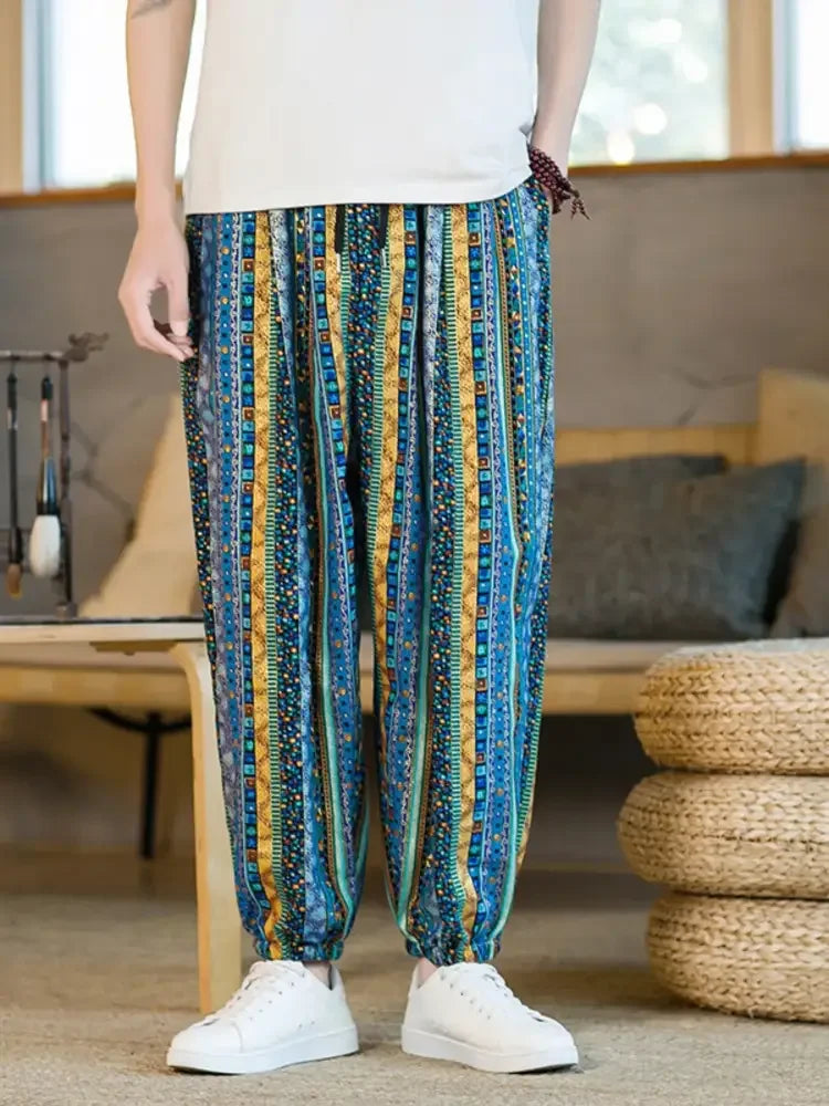 Men's Plus Size Striped Loose Fit Joggers