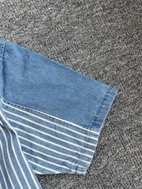 Men's Plus Size Striped Short Sleeve Denim Shirt