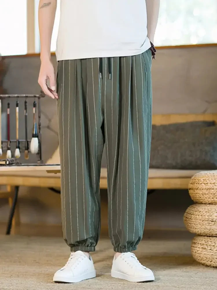 Men's Plus Size Striped Wide Leg Joggers