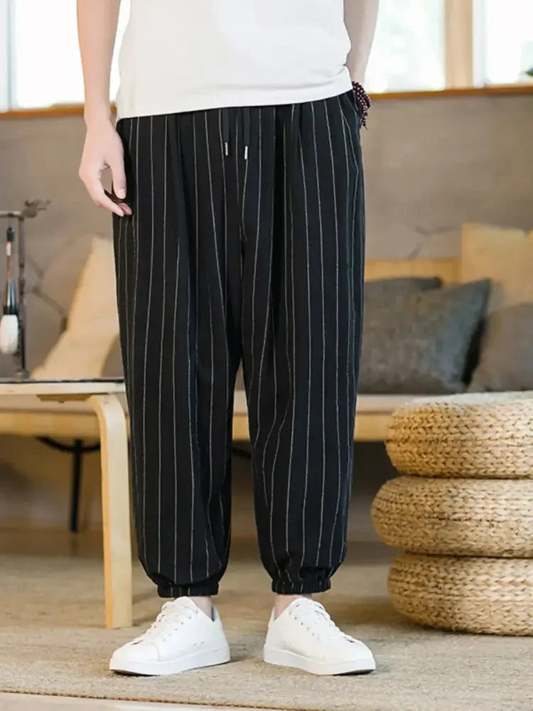 Men's Plus Size Striped Wide Leg Joggers