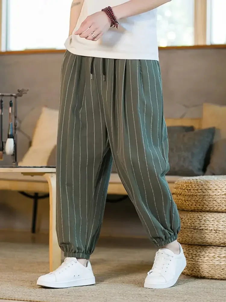Men's Plus Size Striped Wide Leg Joggers