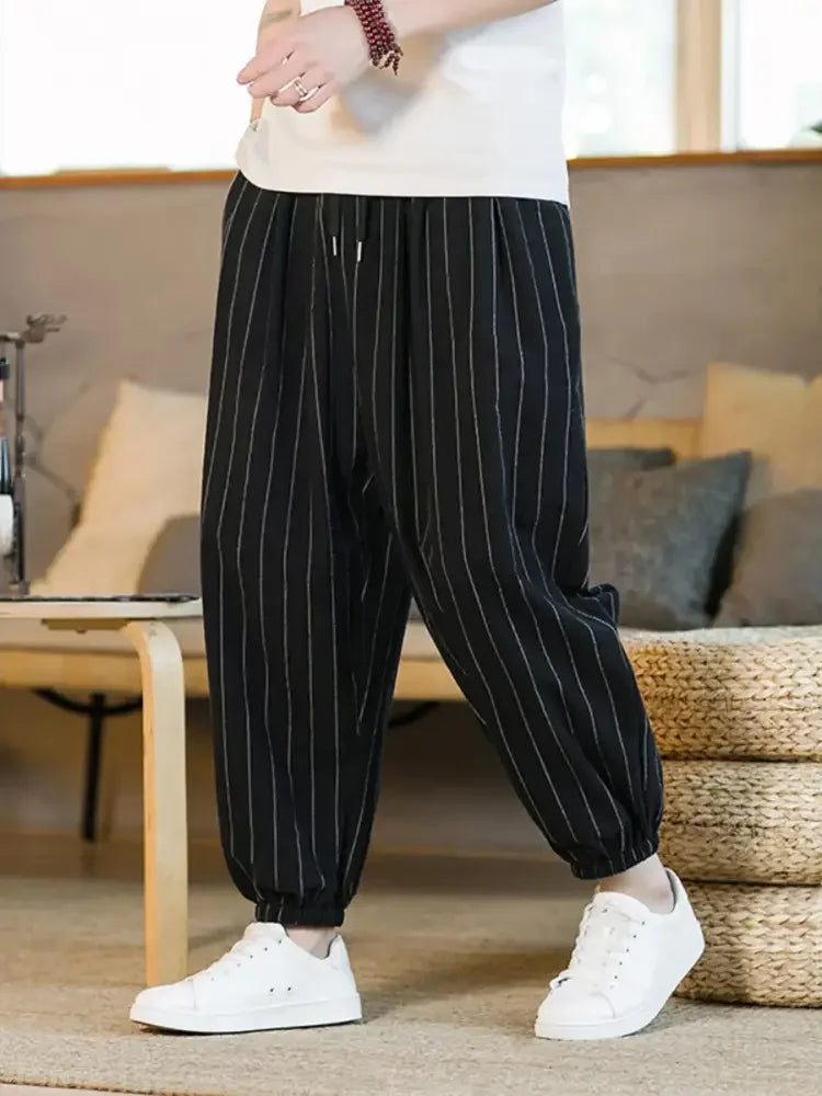 Men's Plus Size Striped Wide Leg Joggers