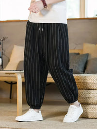 Men's Plus Size Striped Wide Leg Joggers