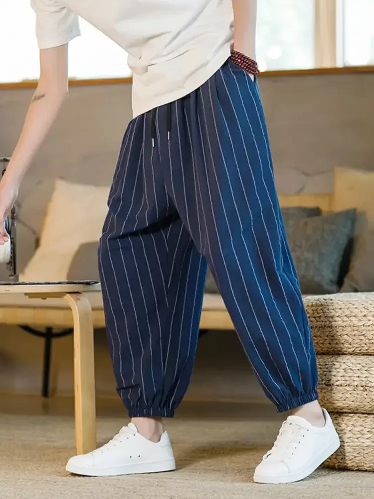 Men's Plus Size Striped Wide Leg Joggers