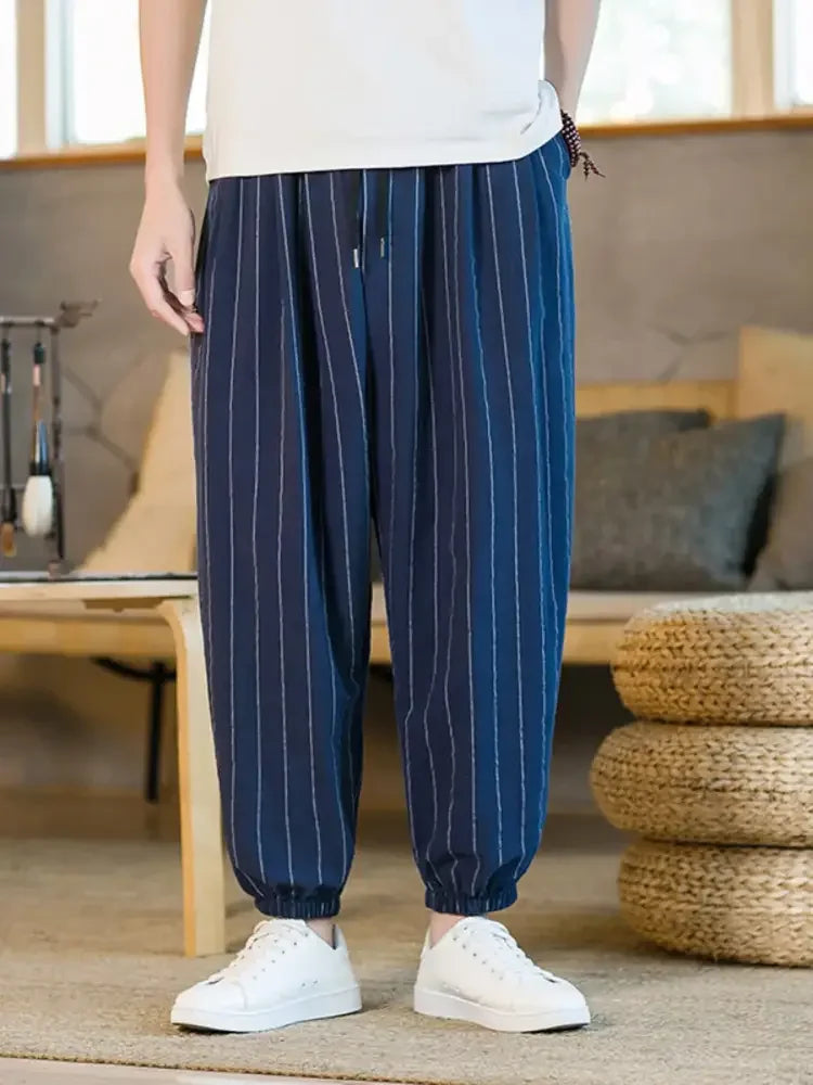 Men's Plus Size Striped Wide Leg Joggers