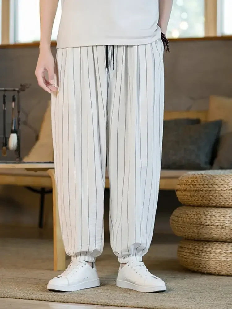 Men's Plus Size Striped Wide Leg Joggers