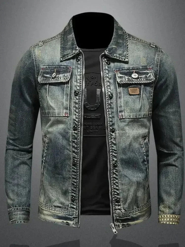 Men's Plus Size Vintage Washed Zip Up Denim Jacket - Update AvenueTrendsi100400018369227100400018369227Men's Plus Size Vintage Washed Zip Up Denim JacketNavy Blue