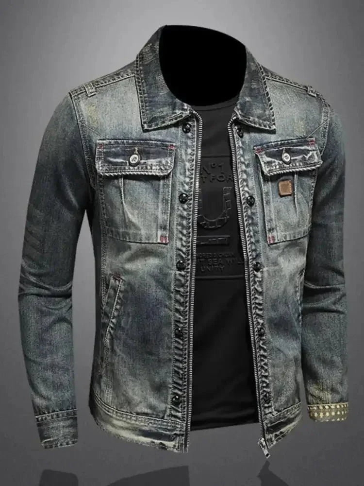 Men's Plus Size Vintage Washed Zip Up Denim Jacket - Update AvenueTrendsi100400018369227100400018369227Men's Plus Size Vintage Washed Zip Up Denim JacketNavy Blue