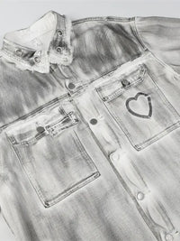Men's Plus Size Wash Button Up Long Sleeve Denim Jacket