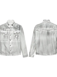 Men's Plus Size Wash Button Up Long Sleeve Denim Jacket