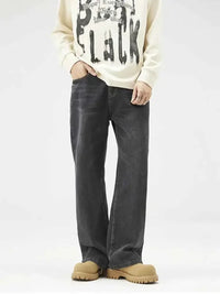 Men's Plus Size Wash Wide Leg Relaxed Fit Jeans