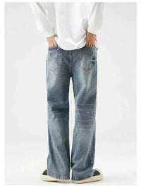 Men's Plus Size Wash Wide Leg Relaxed Fit Jeans