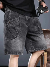 Men's Plus Size Washed Cargo Denim Shorts