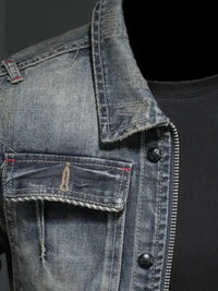 Men's Plus Size Washed Zip Up Denim Jacket with Chest Pockets - Update AvenueTrendsi100400227707429100400227707429Men's Plus Size Washed Zip Up Denim Jacket with Chest PocketsBlue