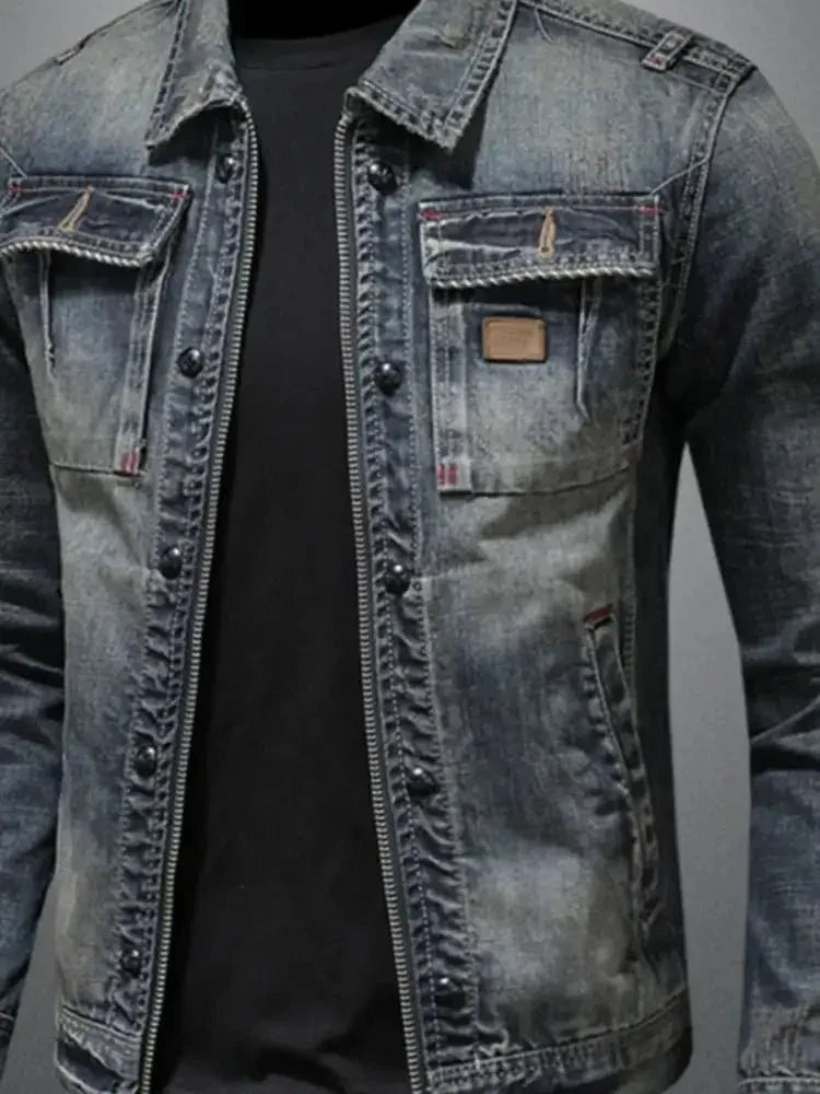 Men's Plus Size Washed Zip Up Denim Jacket with Chest Pockets - Update AvenueTrendsi100400227707429100400227707429Men's Plus Size Washed Zip Up Denim Jacket with Chest PocketsBlue