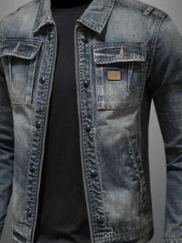 Men's Plus Size Washed Zip Up Denim Jacket with Chest Pockets - Update AvenueTrendsi100400227707429100400227707429Men's Plus Size Washed Zip Up Denim Jacket with Chest PocketsBlue