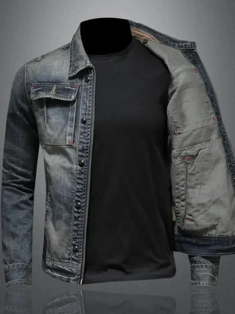 Men's Plus Size Washed Zip Up Denim Jacket with Chest Pockets - Update AvenueTrendsi100400227707429100400227707429Men's Plus Size Washed Zip Up Denim Jacket with Chest PocketsBlue