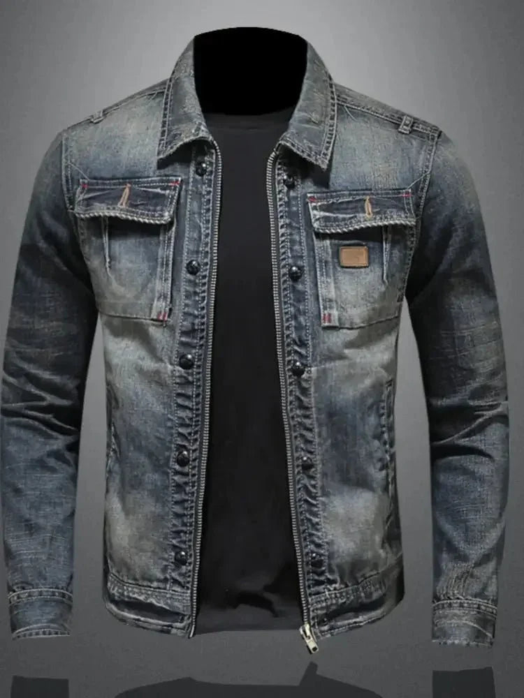 Men's Plus Size Washed Zip Up Denim Jacket with Chest Pockets - Update AvenueTrendsi100400227707429100400227707429Men's Plus Size Washed Zip Up Denim Jacket with Chest PocketsBlue