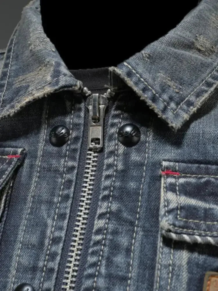 Men's Plus Size Washed Zip Up Denim Jacket with Chest Pockets - Update AvenueTrendsi100400227707429100400227707429Men's Plus Size Washed Zip Up Denim Jacket with Chest PocketsBlue