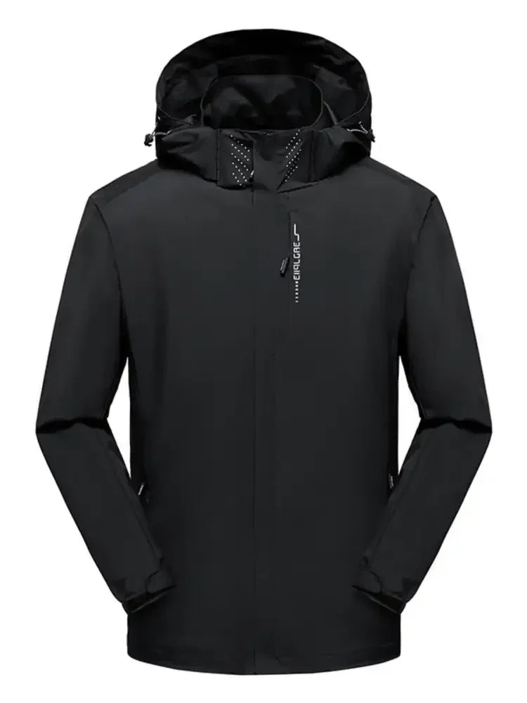 Men's Plus Size Waterproof Zip Up Long Sleeve Hooded Jacket