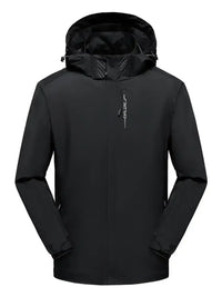 Men's Plus Size Waterproof Zip Up Long Sleeve Hooded Jacket