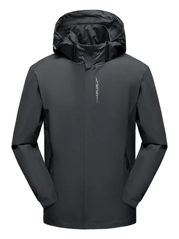 Men's Plus Size Waterproof Zip Up Long Sleeve Hooded Jacket