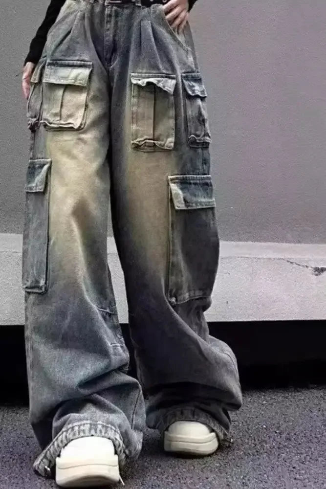 Men's Plus Size Wide Leg Cargo Jeans