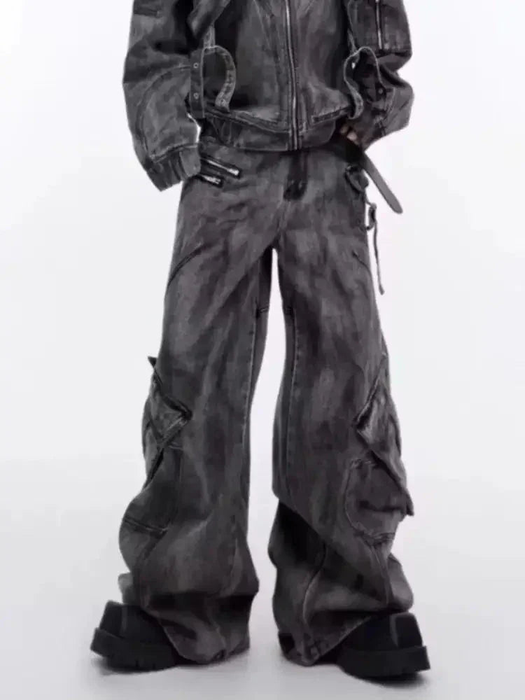 Men's Plus Size Wide Leg Cargo Jeans - Update AvenueTrendsi100400795501784100400795501784Men's Plus Size Wide Leg Cargo JeansGray