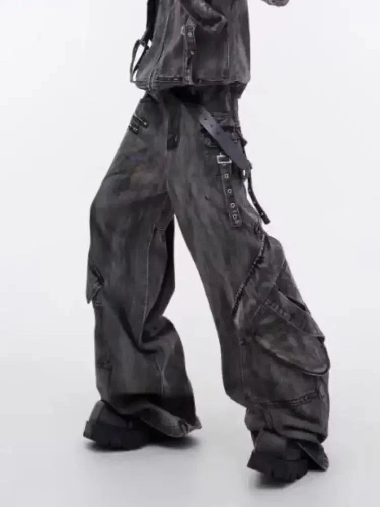 Men's Plus Size Wide Leg Cargo Jeans - Update AvenueTrendsi100400795501784100400795501784Men's Plus Size Wide Leg Cargo JeansGray