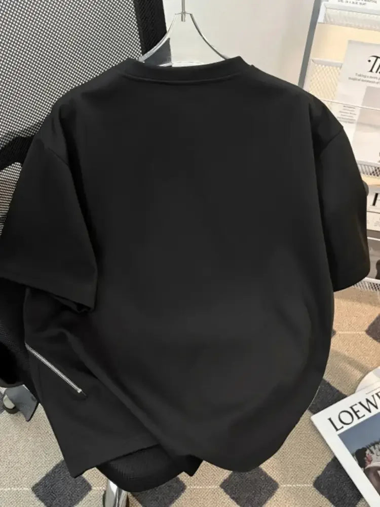 Men's Plus Size Zip Detail Short Sleeve T-Shirt