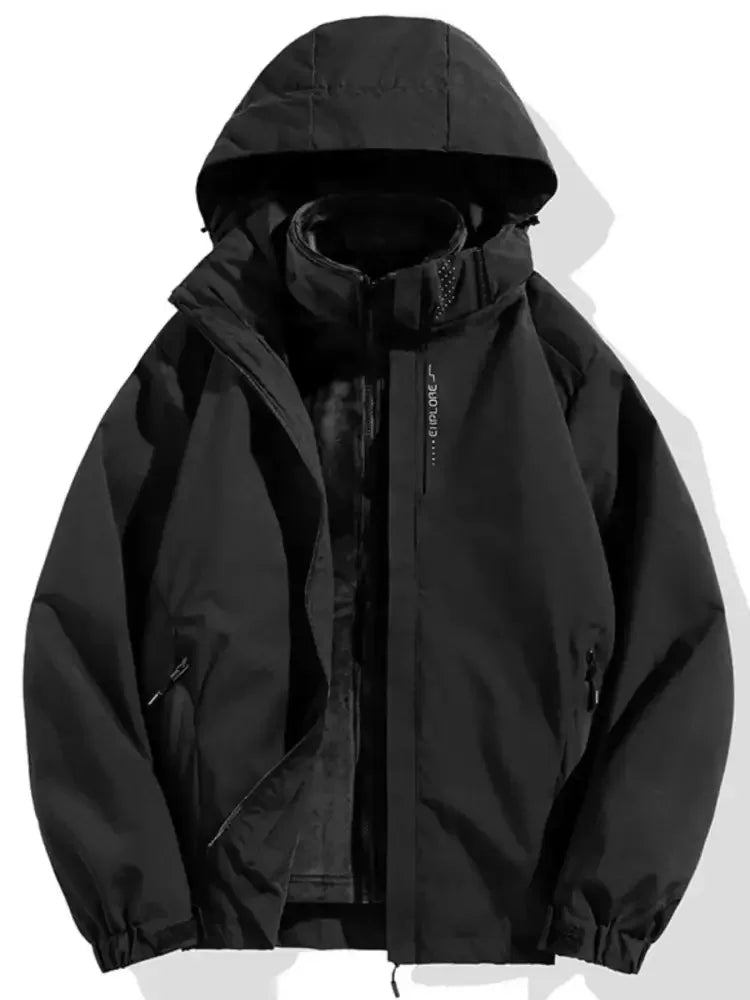 Men's Plus Size Zip Up Long Sleeve Hooded Jacket