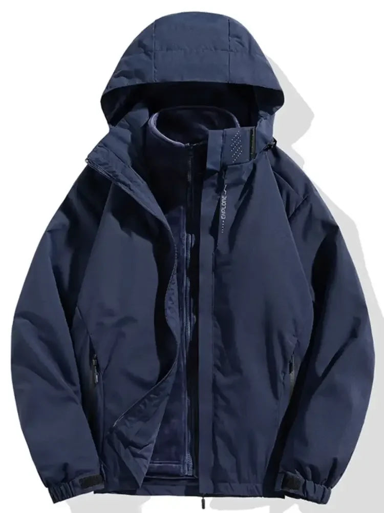 Men's Plus Size Zip Up Long Sleeve Hooded Jacket