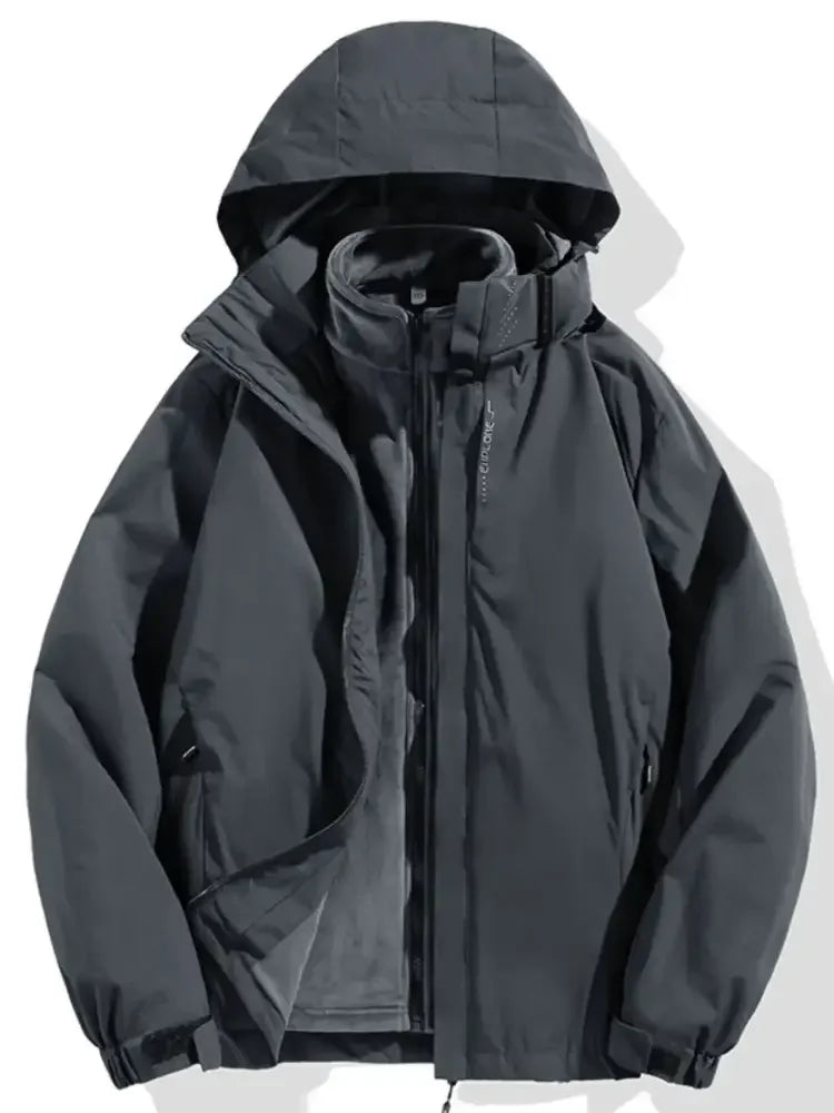 Men's Plus Size Zip Up Long Sleeve Hooded Jacket