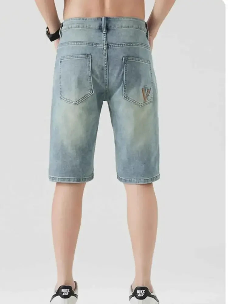 Men's Pocketed Wash Casual Denim Shorts