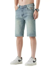 Men's Pocketed Wash Casual Denim Shorts