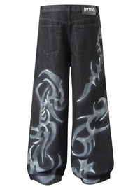 Men's Printed Wide Leg Jeans