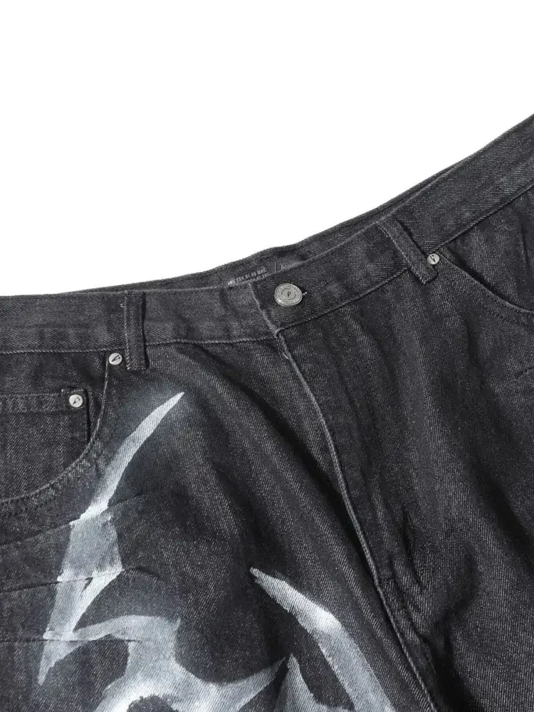 Men's Printed Wide Leg Jeans