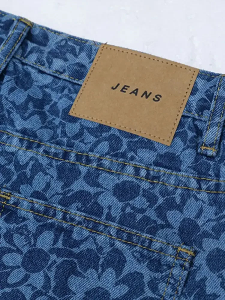 Men's Printed Wide Leg Jeans