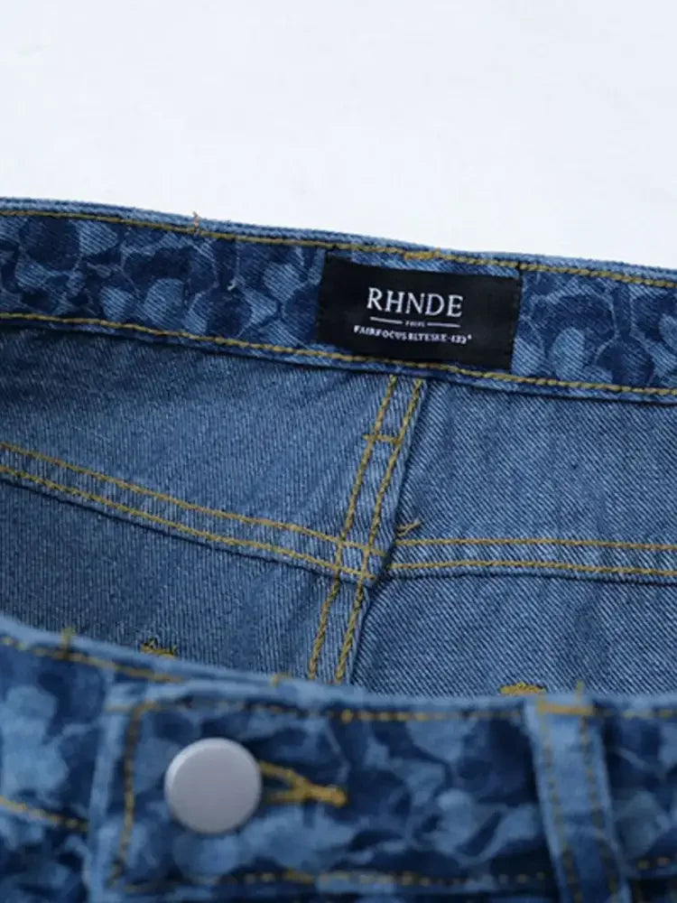 Men's Printed Wide Leg Jeans