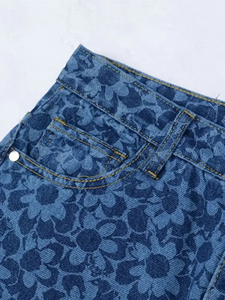 Men's Printed Wide Leg Jeans