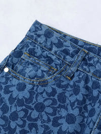Men's Printed Wide Leg Jeans