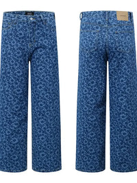 Men's Printed Wide Leg Jeans