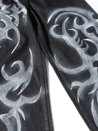 Men's Printed Wide Leg Jeans