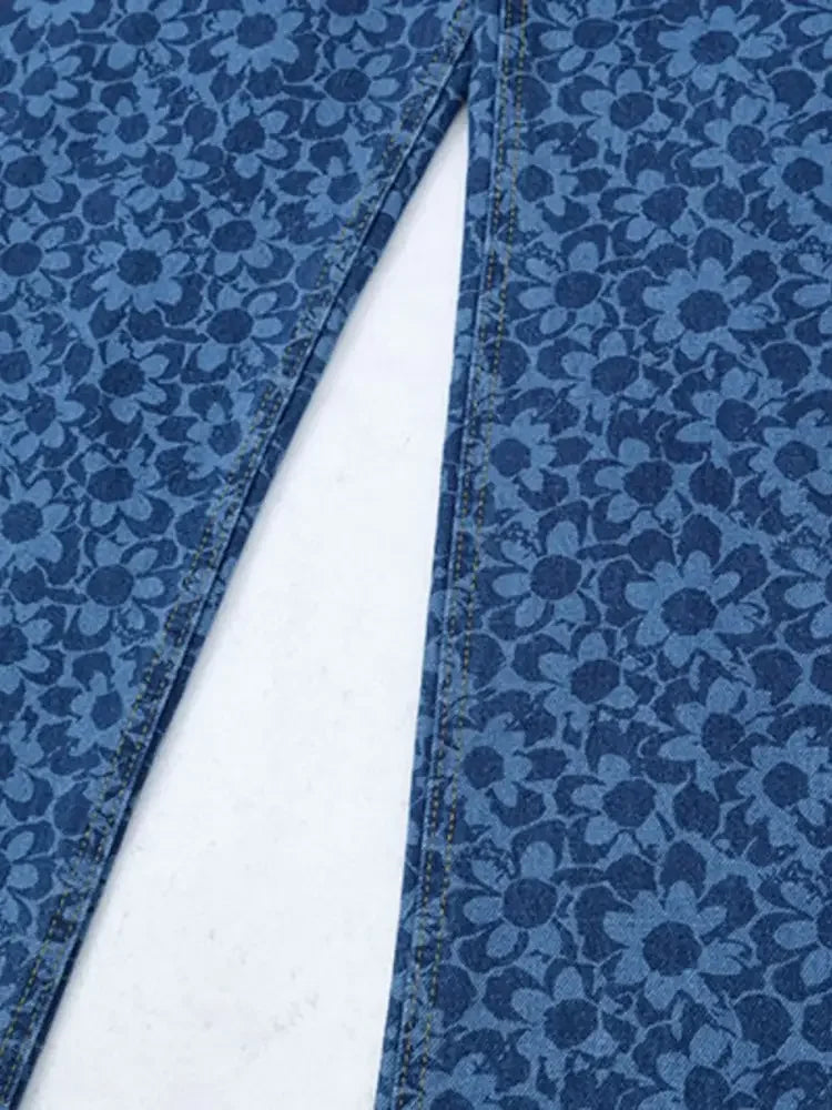 Men's Printed Wide Leg Jeans