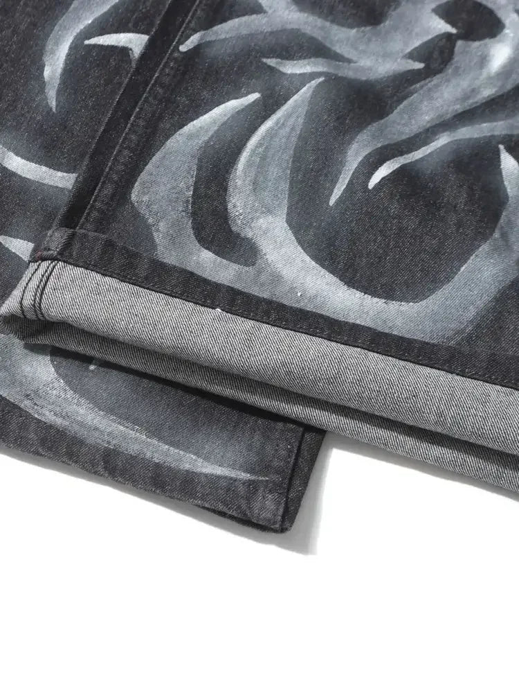 Men's Printed Wide Leg Jeans
