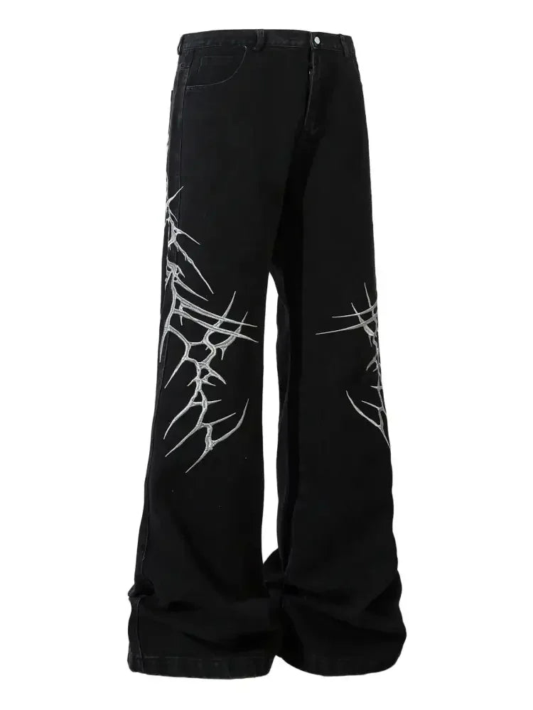Men's Printed Wide Leg Jeans